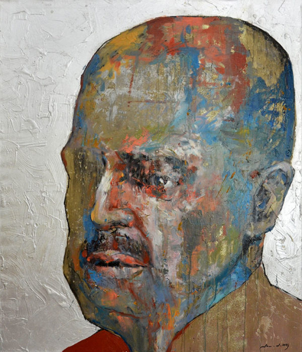 art-jamal 140x120 cm, Marlon Brando, Oil on Canvas + silver leaf, 2012