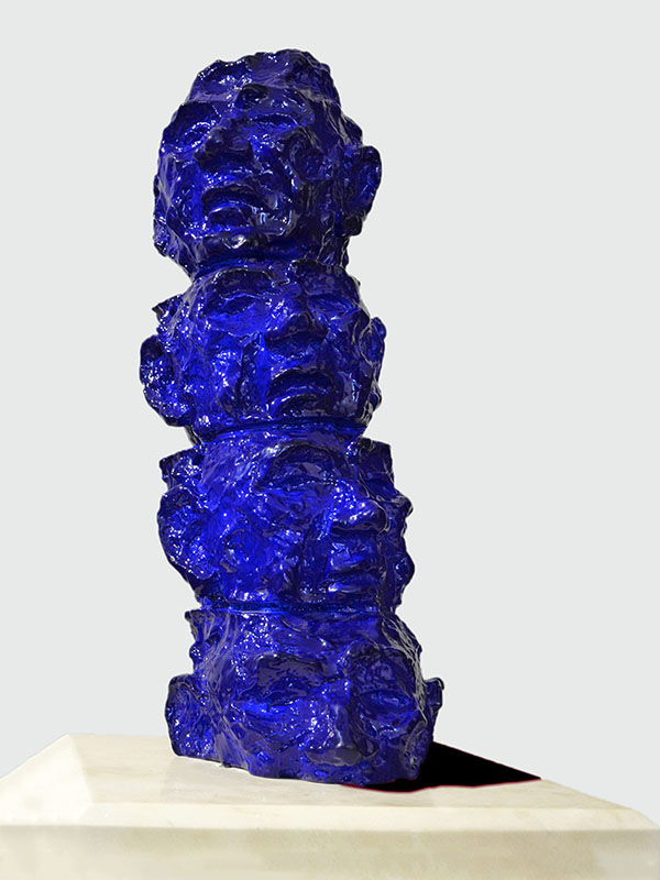 art-jamal 55x20x20cm, bronze, four blue heads, 2018