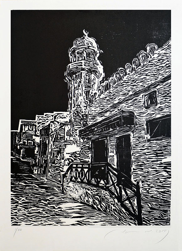 art-jamal 60x45cm on paper 70x50cm, Woodcut1, 2018