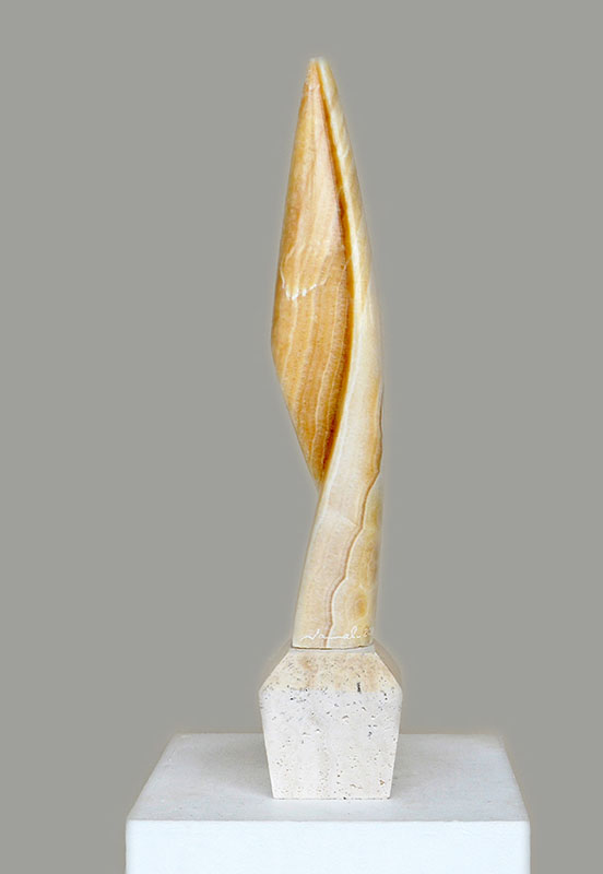 jamal art gallery bahrain 74x14x15cm, long composition, Alabaster & travertine base, 2019