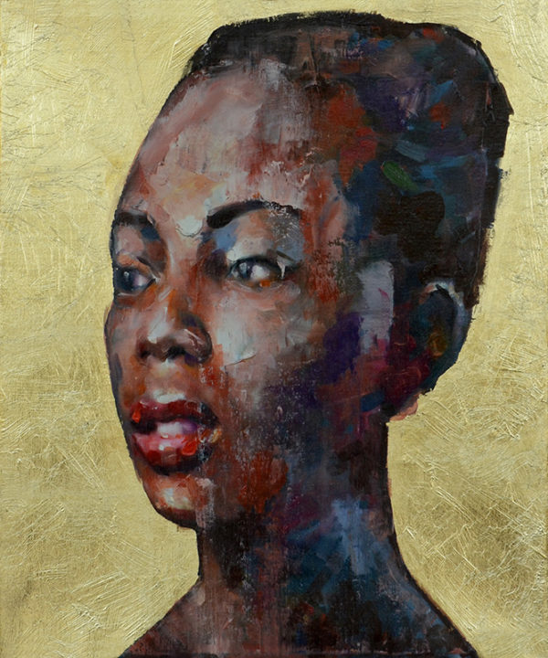 art-jamal 60x50 cm, Oil on Canvas & Gold Leaf, Portrait, 2017