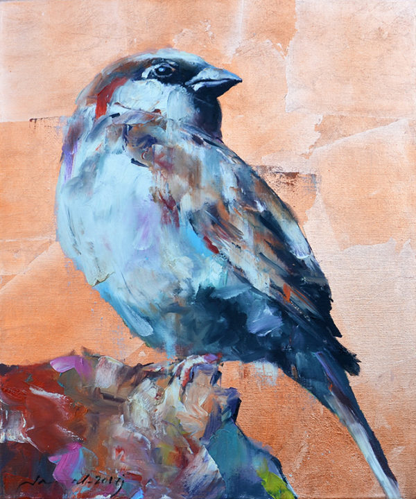 art-jamal 60x50 cm, Oil on Canvas, Sparrow, 2017