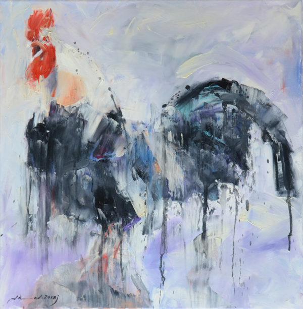 art-jamal 70x70cm, oil on canvas, cock1, 2018