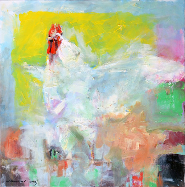 art-jamal 70x70cm, oil on canvas, cock2, 2018
