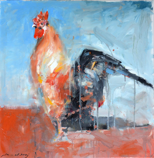 art-jamal 70x70cm, oil on canvas, cock3, 2018