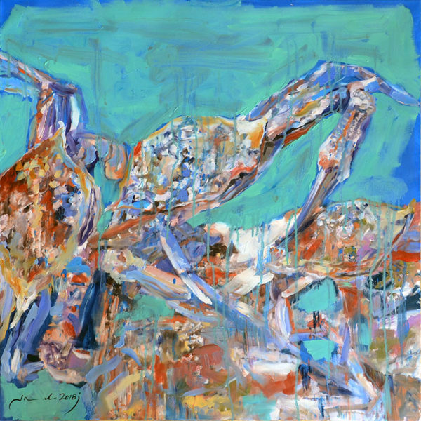 art-jamal 80x80cm, oil on canvas, Crab, 2018