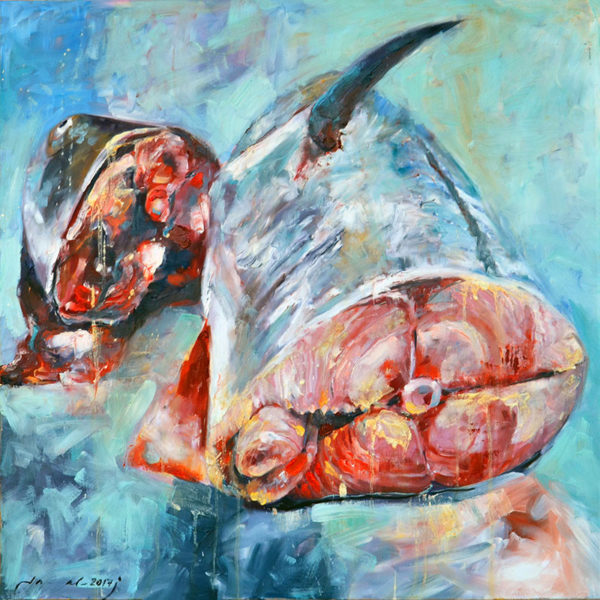 art-jamal 80x80cm, oil on canvas, King Fish, 2017